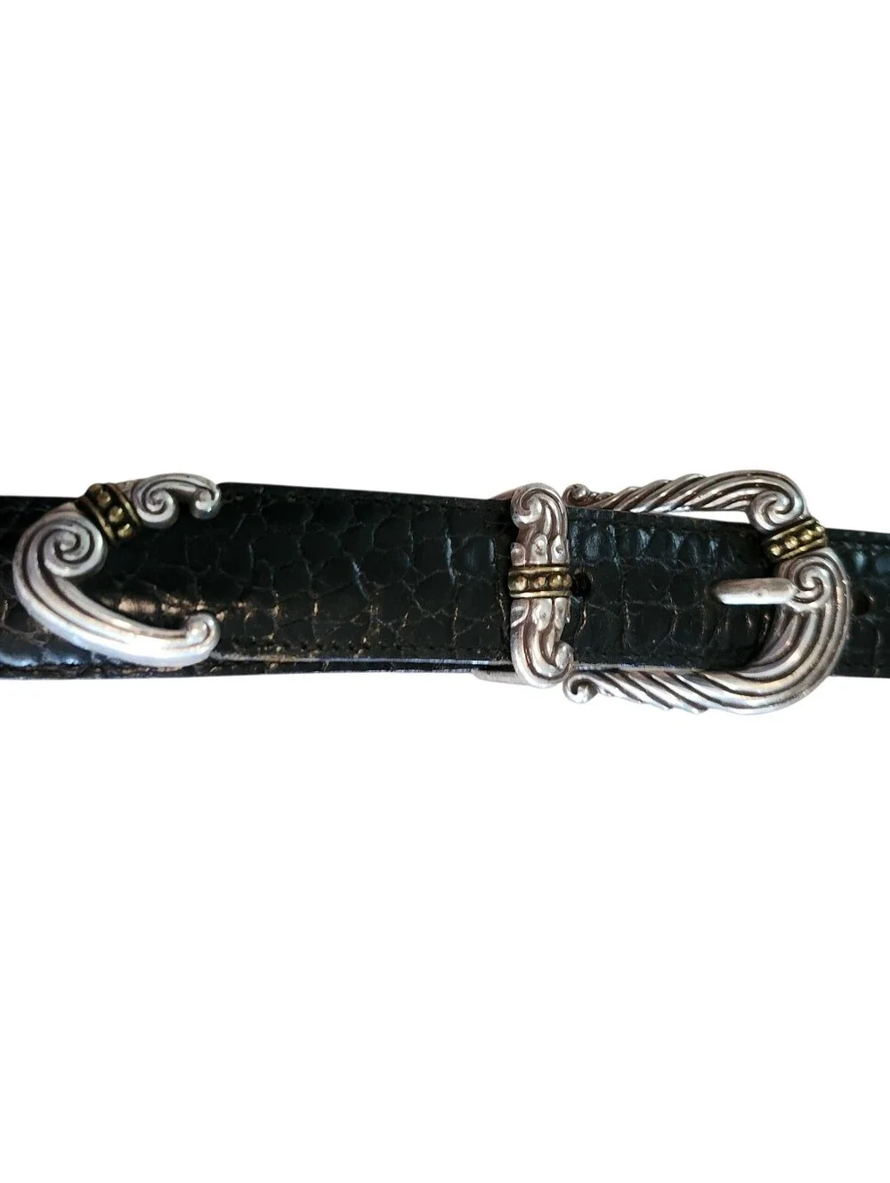 Vintage Brighton Croc Black Leather Western Belt Size 32